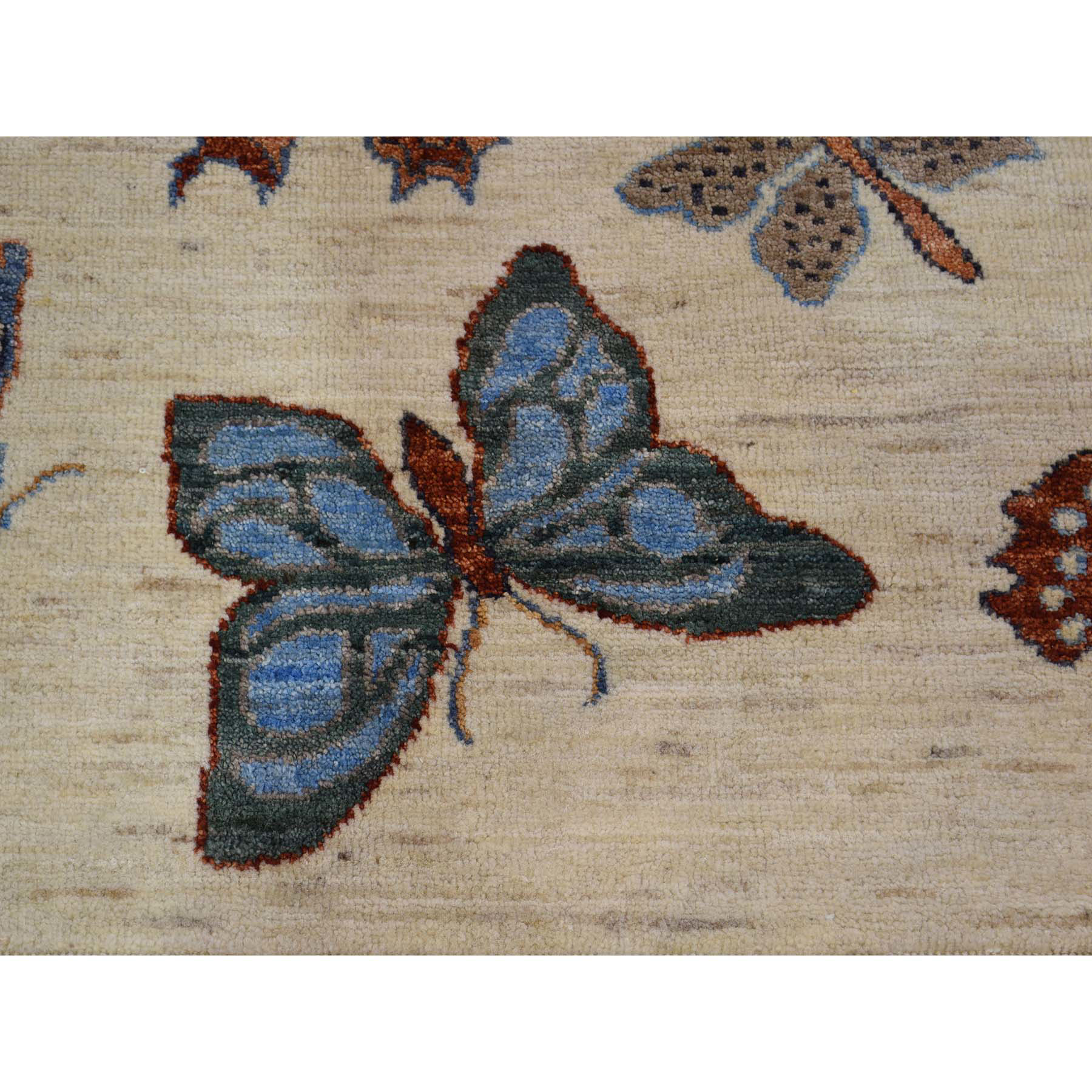 6'1"x9'2" HandKnotted Pure Wool Butterflies Design Oriental Rug 37004
